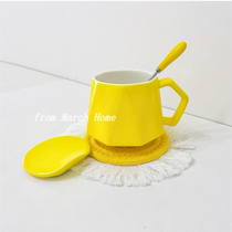 MarchHome creative couple pair cup ins cute girl home cup ceramic mug with lid spoon custom