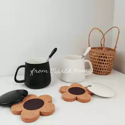 ins Net red high value Cup girl cute Cup ceramic cup couple mug with lid spoon coaster custom