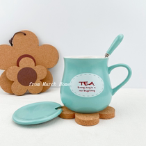 Korean cute girl milk cup home large capacity ceramic cup children cartoon mug with lid spoon gift box