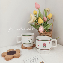 Korea ins Minor Mug French Vintage Coffee Cup Blue Letter Couple Cup vintage Tulip Cup