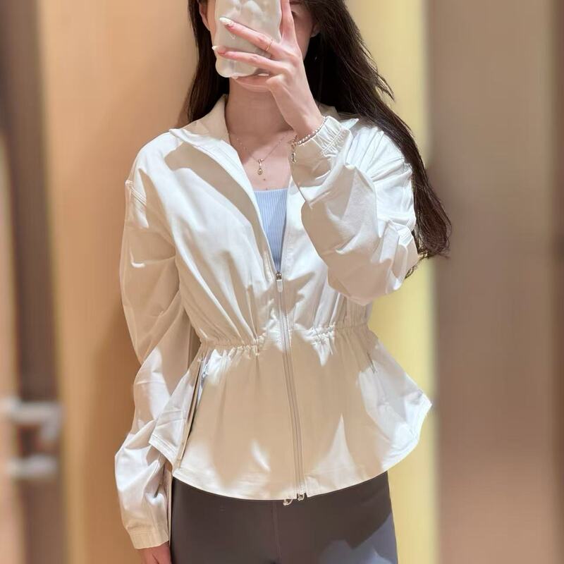 High-End Women's Running Waist Drawstring Sports Jacket Loose Casual Running Sports Yoga Jacket Sun Protection Jacket