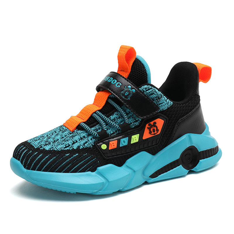 New children's shoes Flying Web fabric breathable large children's shoes light soft sole school students running shoes magic stickers shoes