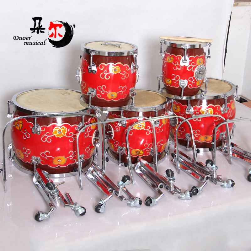 Fan Chao traditional ethnic percussion instrument five-tone row drum folk orchestra with drum 12345 drum belt bracket with roller bag