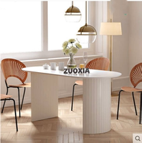 Oval dining table Nordic modern small apartment dining table Home restaurant Island table Dining table Designer desk Office desk