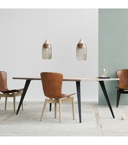 Nordic desk Simple designer dining table loft solid wood restaurant dining table Wrought iron conference table Household dining table