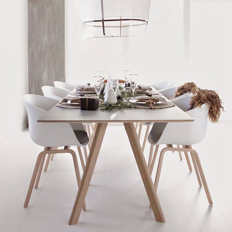 Nordic solid wood light luxury table simple small family table white table rectangular household dining table and chair combination