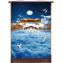 High-grade canvas Starry Sky version thick cloth landscape painting hanging painting Middle Hall painting list alloy hanging table