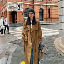 Ginsu One Caramel Pink Windsuit Woman 2022 Chunqiu Han Edition Loose Temperament Cashews Knee Large Coat Chic Coat