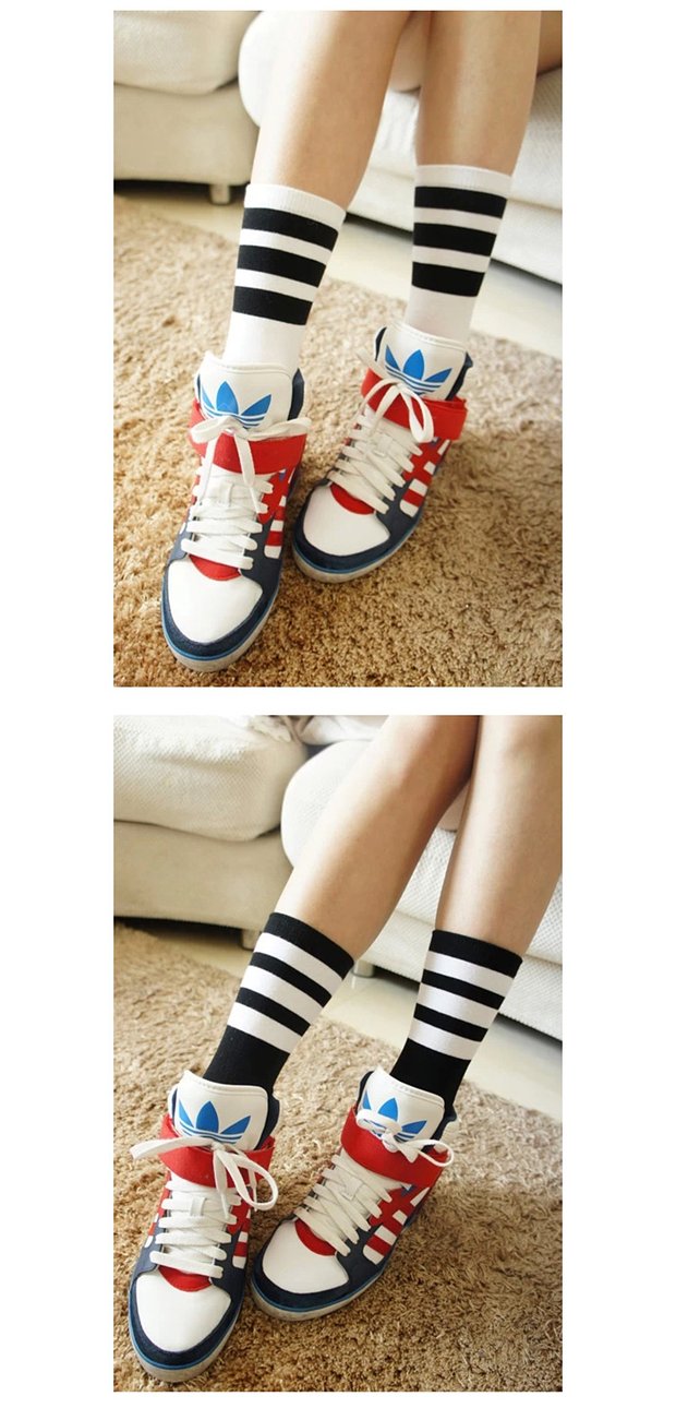 Vớ sọc ba thanh trong ống nam và nữ cotton vớ vớ vớ bóng chày dễ thương tất cổ ngắn