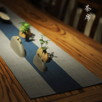 Shuijiafang tea table tablecloth hand-woven vegetation dyed blue dyed double layer Two sides available Sizes can be customized