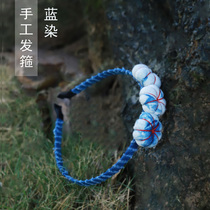 Water Jiafang tie-dyeing Hairband ancient method handmade plants blue dyed fabric hair accessories personality Ladies Special head rope national tide