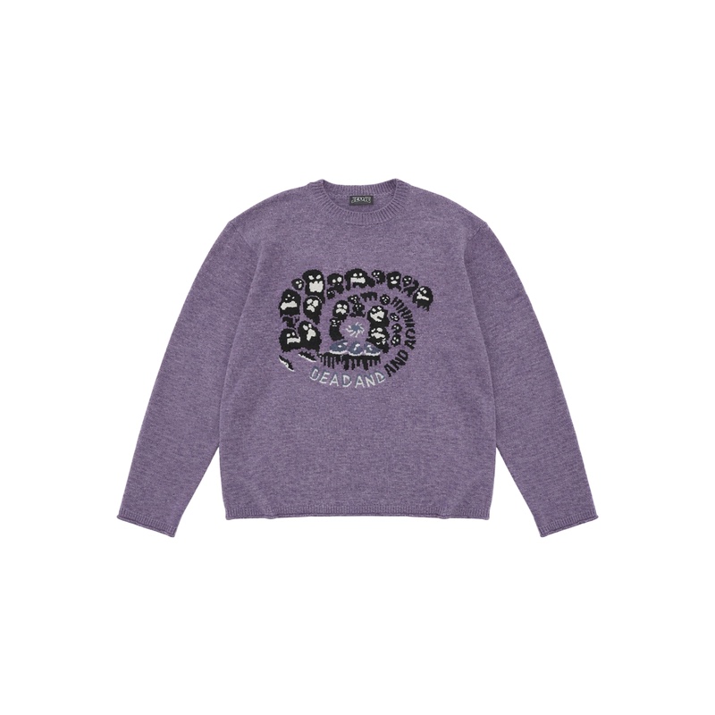 Jeuje Ghost Wool Knit Crewneck Autumn and Winter Wool Jacquard Knitted Pullover Sweater