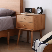 Pure wood bedside table all solid wood log color simple modern oak Nordic bedside table bedroom bedside small cabinet