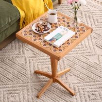 Nordic all solid wood side table modern minimalist small round table cherry wood square few Japanese-style corner several household small apartment coffee table
