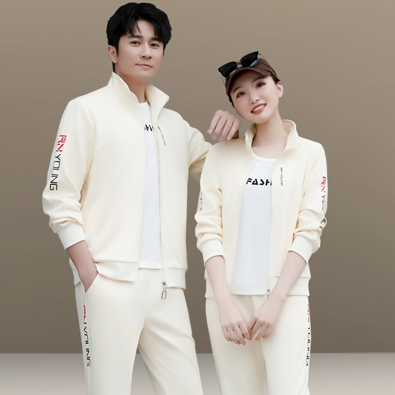 Couple's Sportswear Suit, Men's and Women's Three-Piece Set, Spring and Autumn New Fashion Casual Running Wear, Sweatshirt, Long Sleeves
