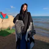 Осенний демисезонный этнический шарф, накидка, плащ, этнический стиль, увеличенная толщина