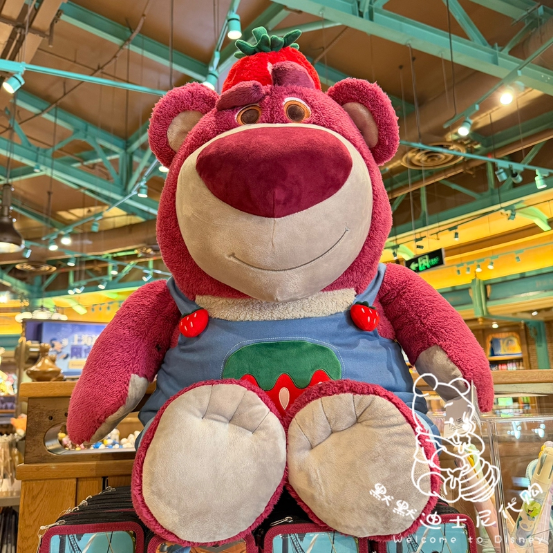 Shanghai Disneyland Denim Overalls Lotso Bear Plush Toy Size m Large Size Strawberry-Scented Toy Shanghai Disneyland Denim Overalls Lotso Bear Plush Toy Size m Large Size Strawberry-Scented Toy