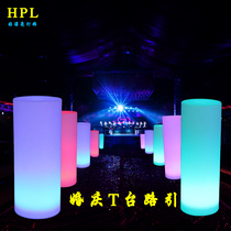 LED Luminous Cylindrical Lamp Outdoor Bar Clubhouse Wedding Ceremony Floor Lamp Decoration Table Lamp Luminous Furniture Table And Chairs Combination