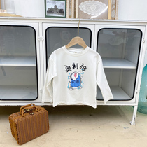 Baby long sleeve T-shirt children cotton autumn Ollie give cartoon print white T-shirt boys spring and autumn base shirt