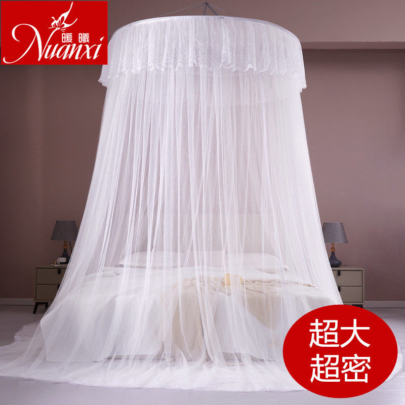 2022 new increase encryption round ceiling mosquito net double household universal round bed big red white floor mosquito net