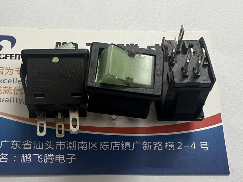 Japan Nkk Cw-Sc Rocker Switch 4-Pin 2-Position Single Pole with Light, Rocker Type, Green Light Power Button 6A250V