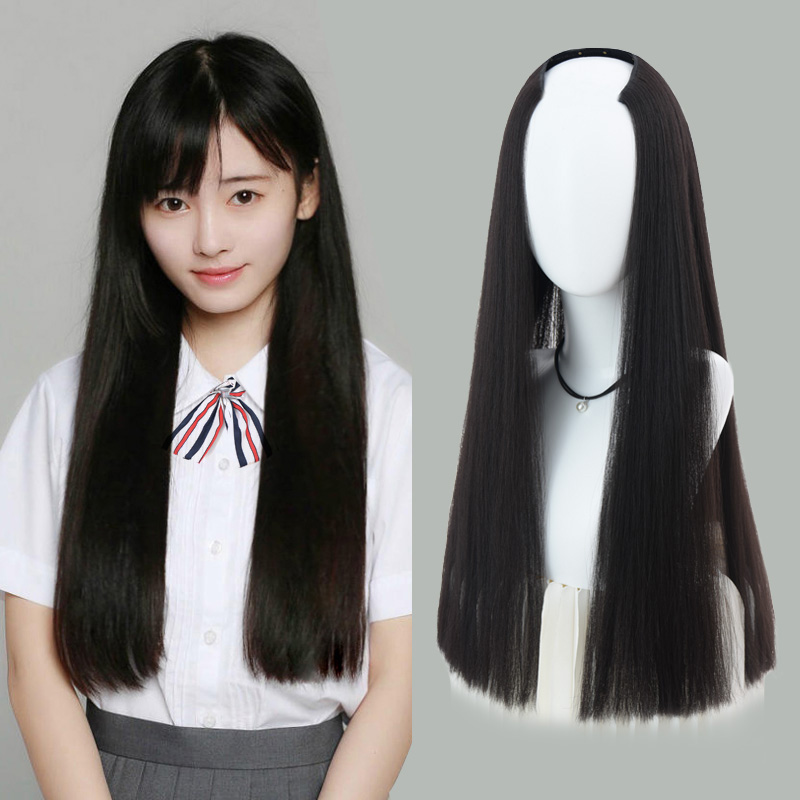 u type wig woman hair cover long straight long hair invisible without mark sheet half headgear 2020 hot selling long straight hair