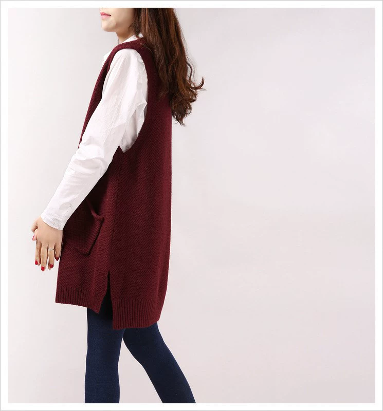 Thu đông 2017 phiên bản Hàn Quốc mới của áo len lỏng vest vest rộng size áo len nữ dài