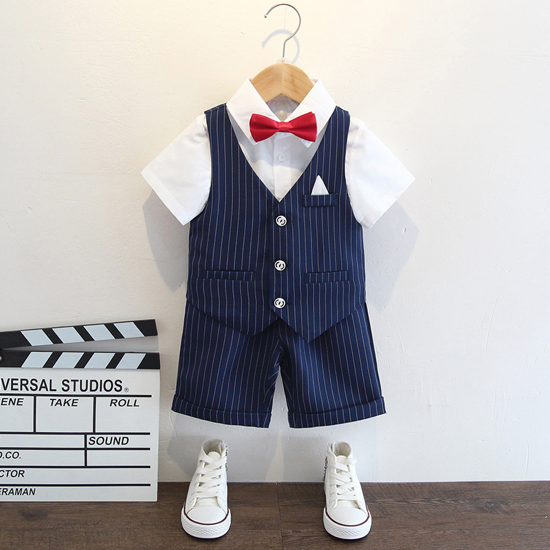 Boy Suits Summer Small Host Gown Gown Children Inglén Casual Suits Baby Flowers Children Clothing Short Sleeve Summer Dress-Taobao