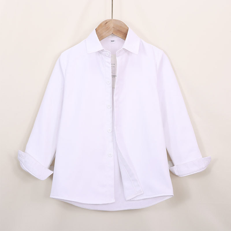 Child White Shirt Boy White Shirt Long Sleeve Cotton Spring Autumn Elementary School Boy Girl girl JK acting out of suit