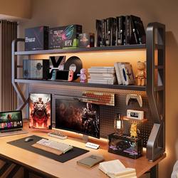 Desktop Storage Rack with Holes, Durable Office Desk Multi-Layer Computer Desk Top Iron Bookshelf Student Desk