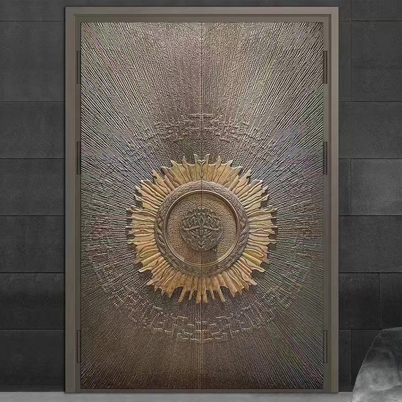 Shenzhen Cast Aluminum Door Installed in the Same City, New Chinoiserie Home Cast Aluminum Door, Classy Explosion-Proof Armored Door