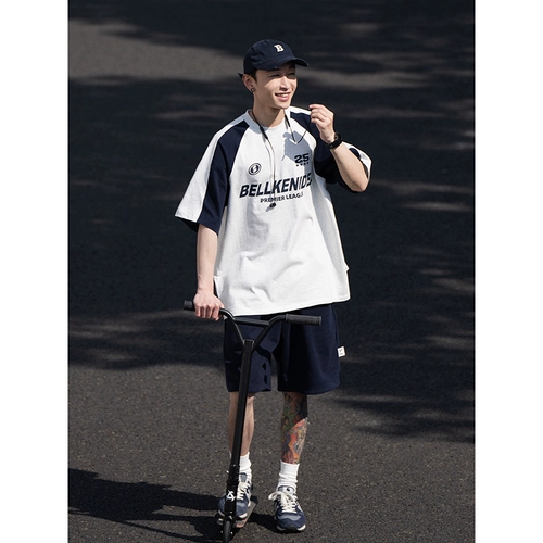 Хлопковая классическая ретро спортивная трендовая футбольная форма подходит для мужчин и женщин, оверсайз, короткий рукав