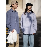 Свободные рубашки в тонкую полоску от Bellken Morning Studio, мужские и женские куртки с длинными рукавами, мода в стиле ретро.