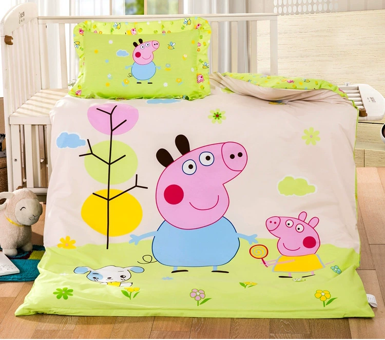 Bông lợn Peggy quilt cover mảnh duy nhất 1.2 m1.5 mét giường bông quilt cover phim hoạt hình mẫu giáo trẻ em ba mảnh