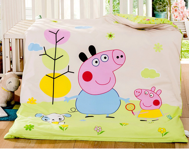 Bông lợn Peggy quilt cover mảnh duy nhất 1.2 m1.5 mét giường bông quilt cover phim hoạt hình mẫu giáo trẻ em ba mảnh