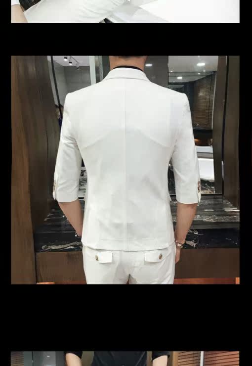Phù hợp với nam bảy điểm phù hợp với tay áo phù hợp với Hàn Quốc Slim tay áo phù hợp với chín điểm quần tây đám cưới hai mảnh giản dị đồ vest