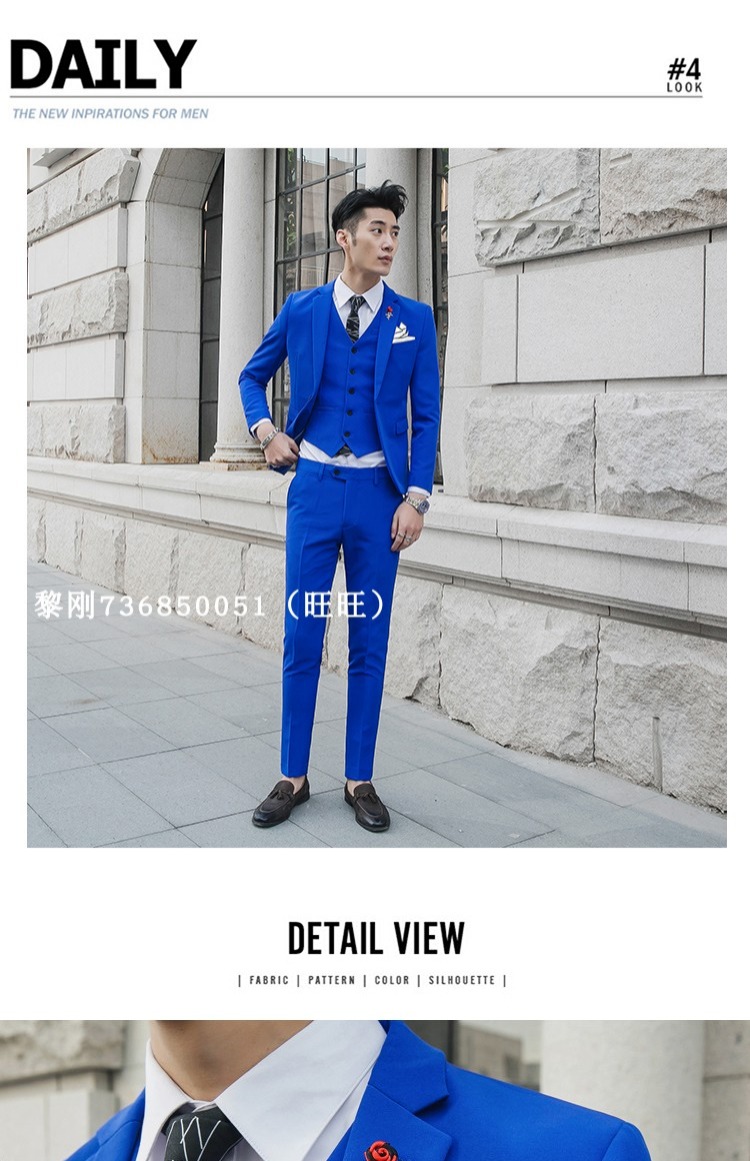 Bộ đồ đơn và đôi nam phù hợp với siêu mỏng Phiên bản Hàn Quốc của hộp đêm Nhà tạo mẫu tóc sân nhỏ miền Tây tổ chức trang phục ba mảnh thanh niên áo vest nam