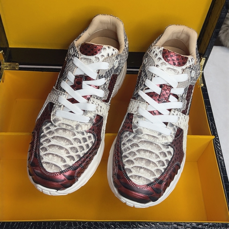 South African Imported Python Leather Shoes, Men's Sports and Casual Shoes, Learmrhino, Breathable Lace-Up Color-Blocking Trendy Shoes for All Seasons South African Imported Python Leather Shoes, Men's Sports and Casual Shoes, Learmrhino, Breathable Lace-Up Color-Blocking Trendy Shoes for All Seasons