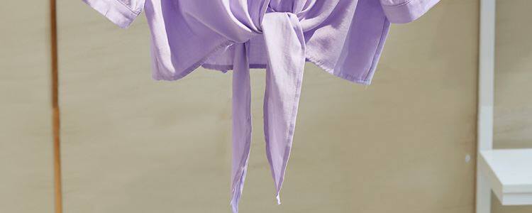 Одежда модная солнца защиты 白衬衫女半袖薄款夏季胖妹妹大码宽松显瘦系带短款上衣简约雪纺衫