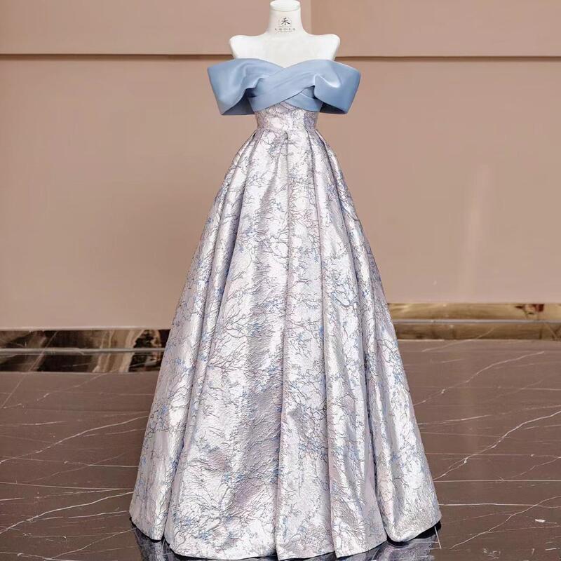 One-Shoulder Evening Dress for Women, High-End, Niche, Banquet, Music Conductor Outfit, Art Exam, Coming-Of-Age Ceremony, Host Dress