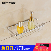 304 stainless steel toilet bathroom rectangular soap soap basket rack with hook-free hanging