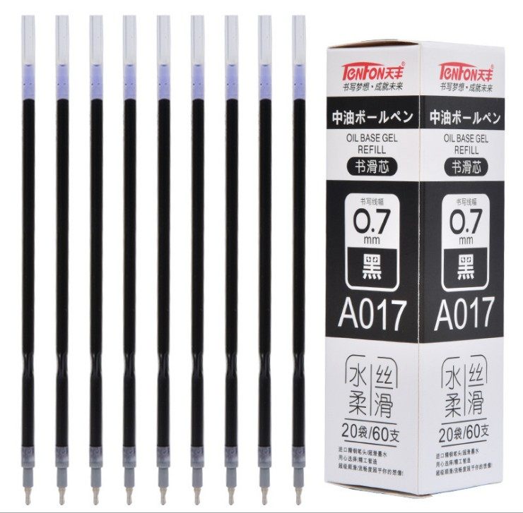 Tianfeng China oil refill Universal press action 017 of oil pen replacement core Red Lanblack box of 60 writing smooth