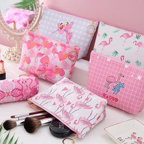 1112 new cosmetic bag grid ins wind large capacity net red girl cute lipstick storage portable simple bag