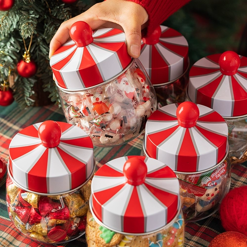 Рождественская подарочная коробка, банка, фестиваль, маленькая подарочная сумка, упаковка для печенья, конфет, креативная прозрачная цирковая декорация, детская пустая