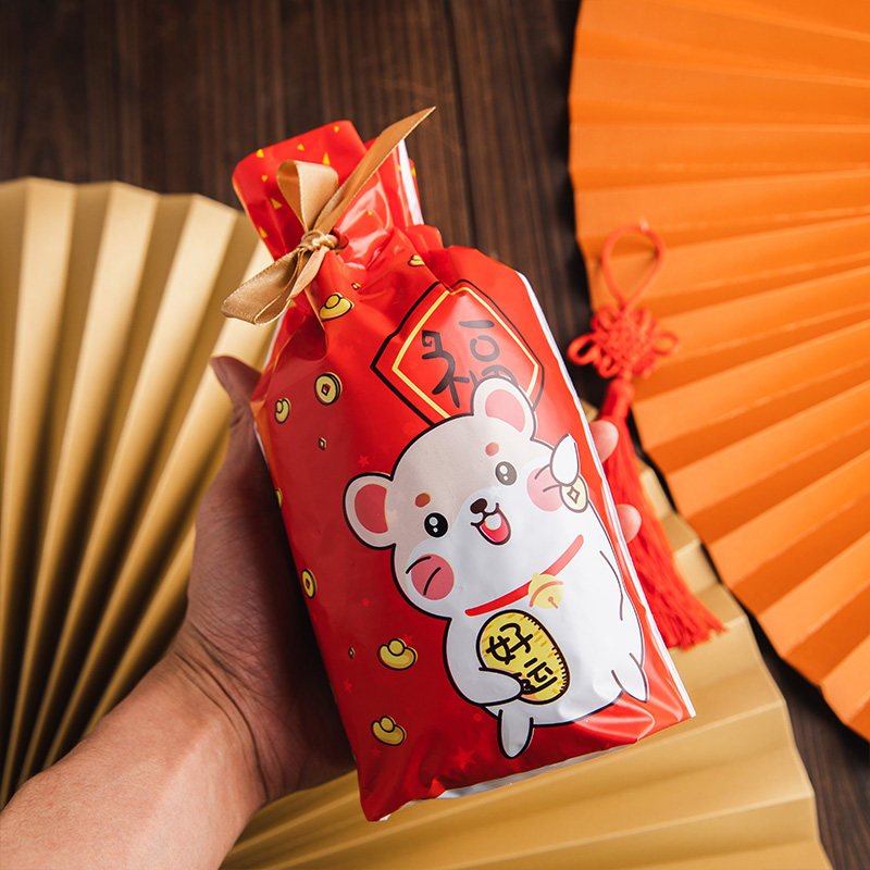 New Year Snowflake Crisp bag Bag Candy Fu Bag Bull Rolling Sugar Cookies Zero Food Gift Bag Baking Packaging