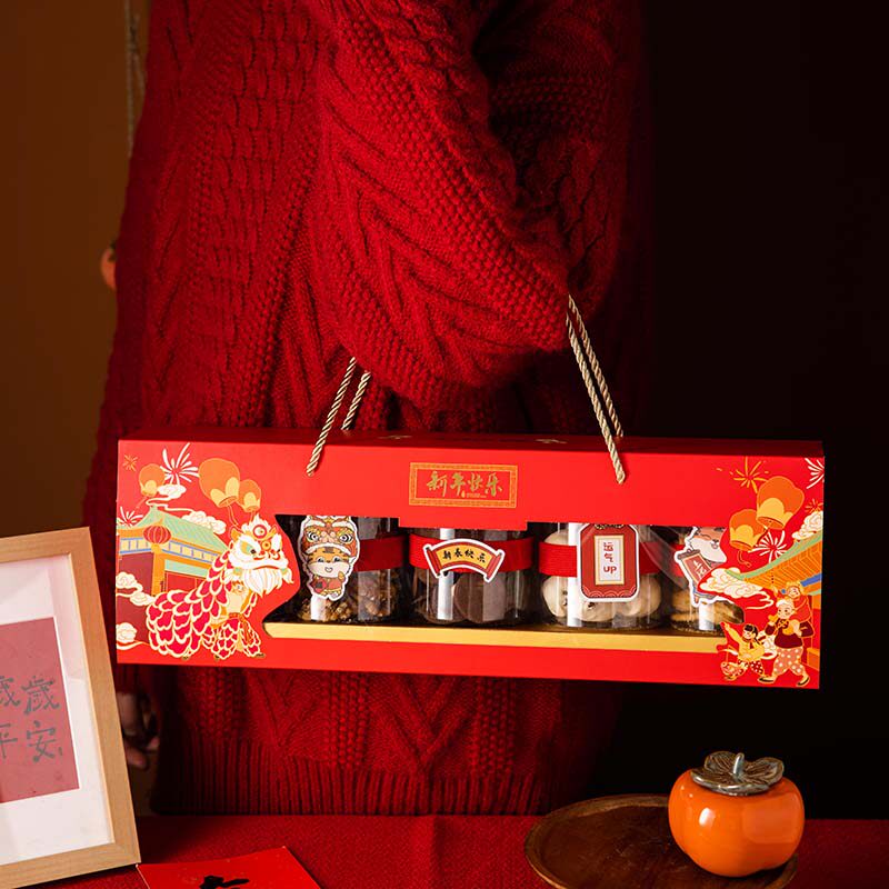 New Year's gift boxes Packaging 2022 biscuits Candy Nougat Candy Nougat Candy Snowflake HAND EMPTY BOX TIGER Lunar New Year Spring Festival