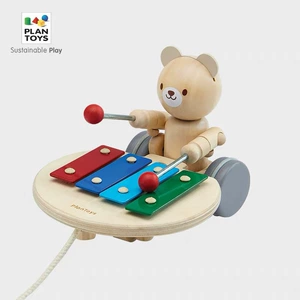 Игрушечная машина, музыкальная игрушка для раннего возраста на шнурке для ползания, с медвежатами, подарок на день рождения