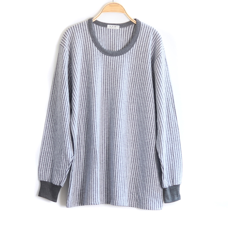 Chất liệu cotton nguyên chất cộng với phân bón để tăng màu sắc rắn rỏi cho nam cổ tròn đơn mảnh quần áo mùa thu áo dài tay cotton cổ thấp và tuổi già thêm mã lớn - Áo ấm áo ấm thu đông nam cổ lọ