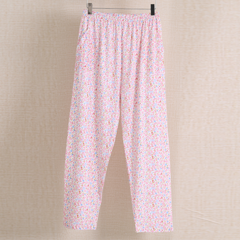 Bộ đồ ngủ nữ bằng vải cotton lỏng lẻo miệng cao eo cotton mùa hè quần cotton mỏng ở nhà sống buổi sáng điều hòa quần quần jean ống rộng nam