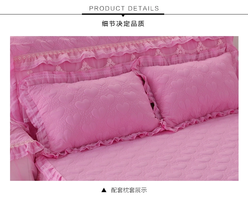 Váy ngủ cotton đơn ren dày trải giường phủ giường Công chúa Hàn Quốc bộ giường đơn trượt đôi 1,5m1,8m